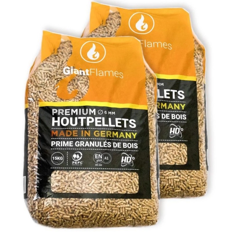 Halbpalette Giant Flames Holzpellets 35 Säcke x 15 kg (525 kg)