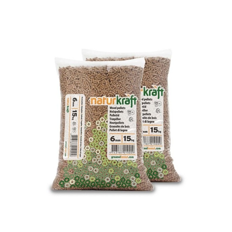 Halbpalette Naturkraft Holzpellets 34 Säcke x 15 kg (510 kg)