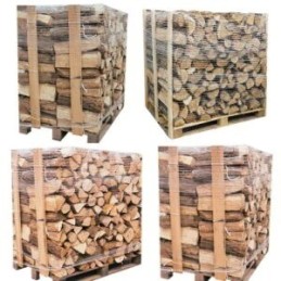 4 x Paletten (2 Eiche weiß + 2 Buche / Linde) – Scheite à 50 cm