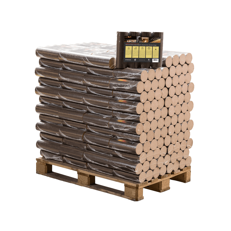 Runde Buchenbriketts Palette 96 Pakete x 10 kg (960 kg)