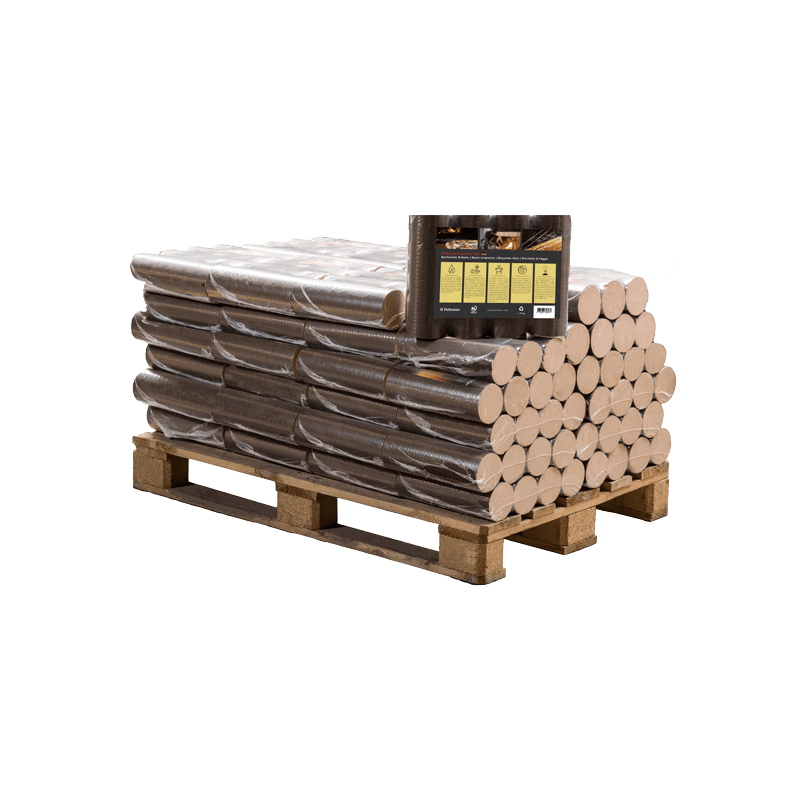 Runde Buchenbriketts Halbpalette 48 Pakete x 10 kg (480 kg)